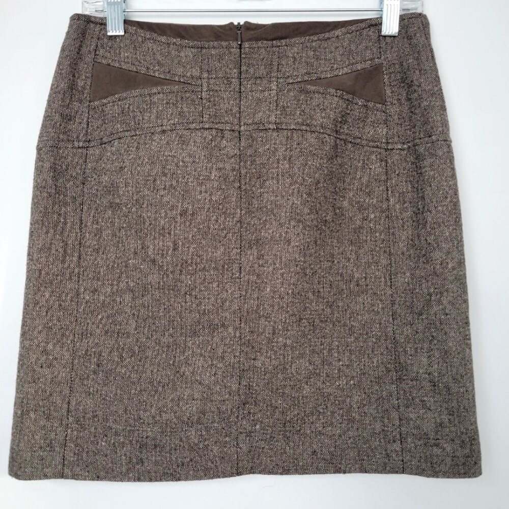 Dalia Collection Wool Blend Tweed Skirt Brown Classic Academia